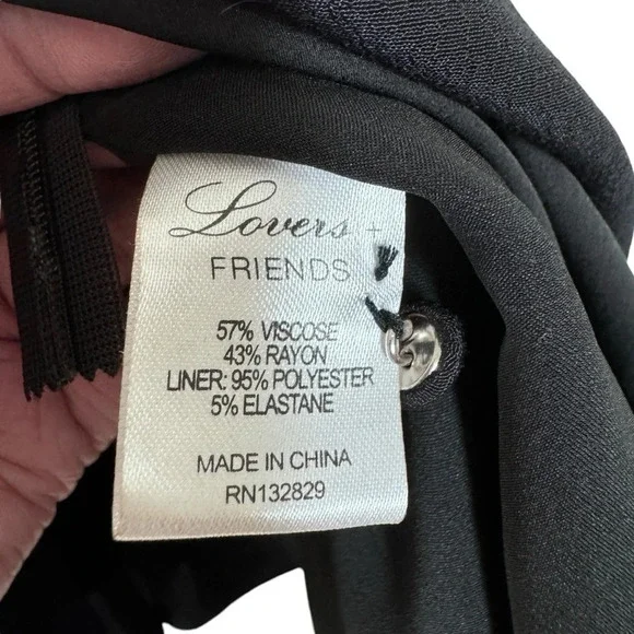 Revolve Lovers + Friends Shimmy Black Long Sleeve Skater Mini Dress Size S